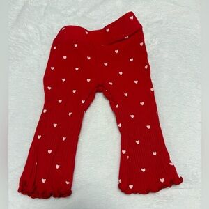 Little Sleepies Red Heart Ribbed Flare Leggings 0-3M Bamboo EUC